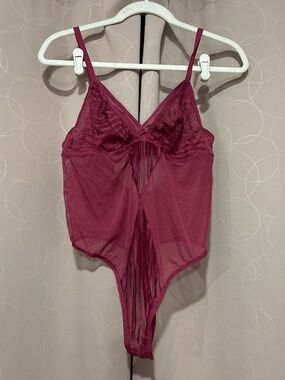Adore Me ❤️ Dark Red Sheer Elloise Bodysuit